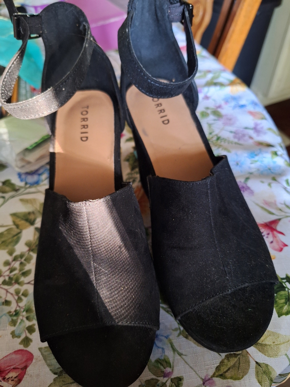 torrid Black Suede-Look Ankle-Strap Heels